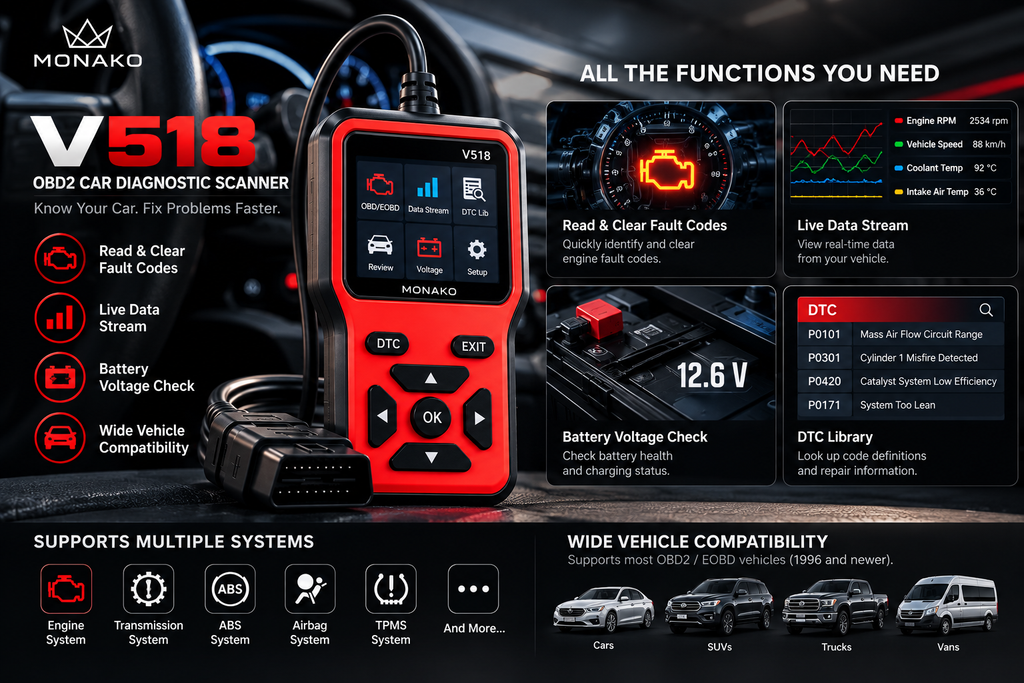 MONAKO V518 OBD2 Car Diagnostic Scanner