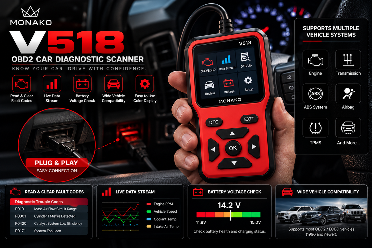 MONAKO V518 OBD2 Car Diagnostic Scanner
