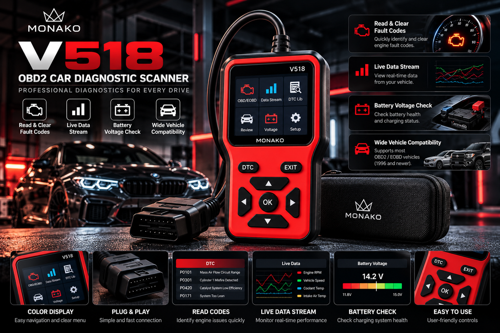 MONAKO V518 OBD2 Car Diagnostic Scanner